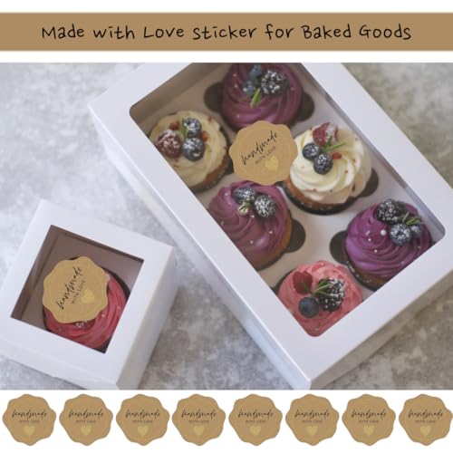 300 Made with Love Stickers - 1.75" Craft Paper Labels with Gold Foil