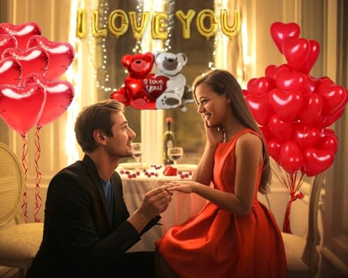I Love You Foil Balloons - 16 Inch Gold Mylar Set for Celebrations