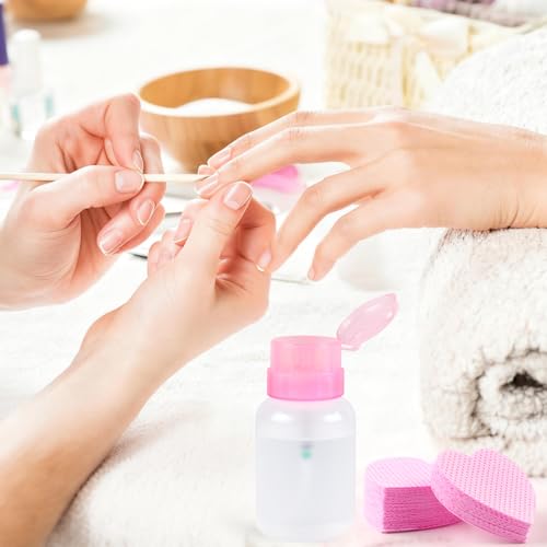 Lint Free Nail Wipes and Pump Dispenser Bottle Set (200 Pcs, Pink)