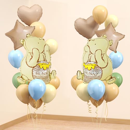 Vintage Winnie Bear Balloon Kit - 38-Piece Set for Baby Shower & Birthday