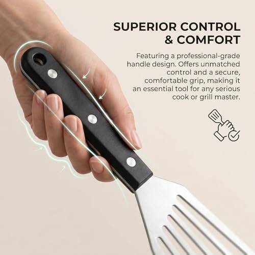 Stainless Steel Fish Spatula - Flexible Slotted Turner for Cooking