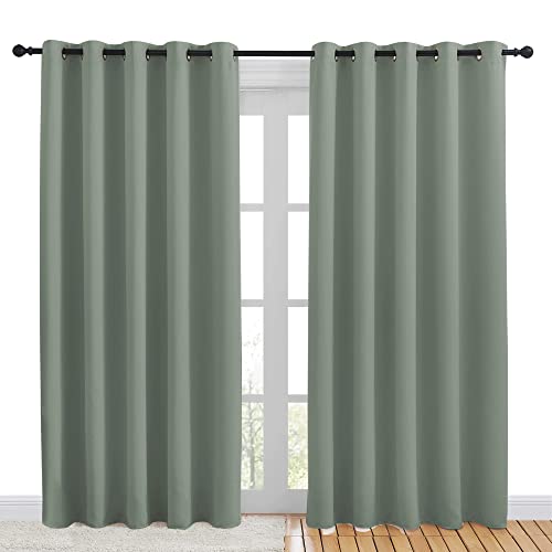 NICETOWN Greyish Green Blackout Curtains 70x84 inches - Set of 2