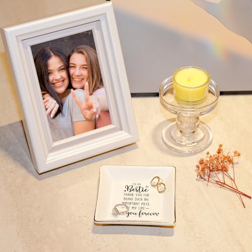 To My Bestie Ceramic Jewelry Dish - Square Trinket Tray for Jewelry