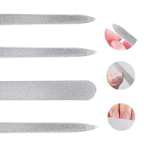 Pimoys 4 Pcs Metal Nail File Set, Double-Sided Stainless Steel Files
