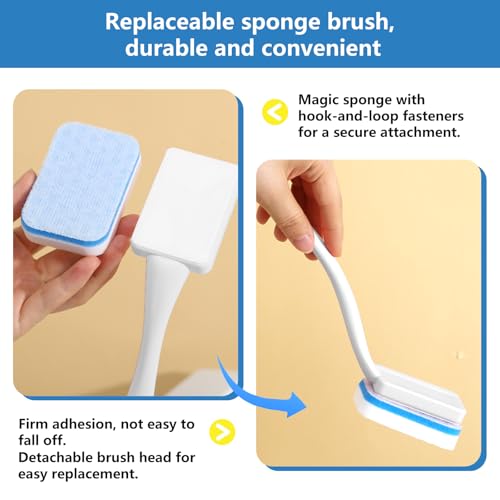 BAISENJIE White Magic Sponge Eraser Brush with Handle & 20 Replacement Pads - Reusable Cleaning Sponges