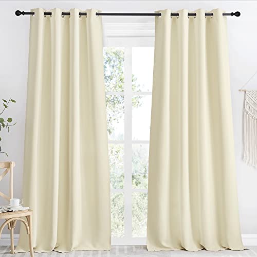 NICETOWN Beige Room Darkening Curtain Panel 55" x 96" - Light Blocking