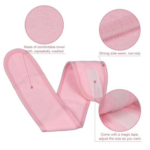 Spa Headband 2 Pack Terry Cloth Adjustable Face Washing Hair Band Black