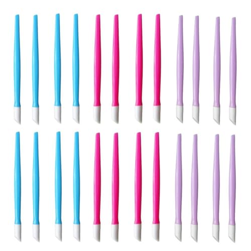 Erewa 24 Pcs Rubber Nail Cuticle Pusher with Plastic Handle Assorted Colors