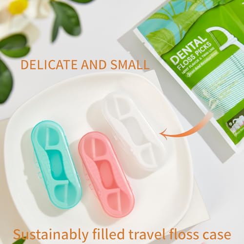 BAIDENTAL Twin Line Pink Dental Floss Picks with Portable Travel Case