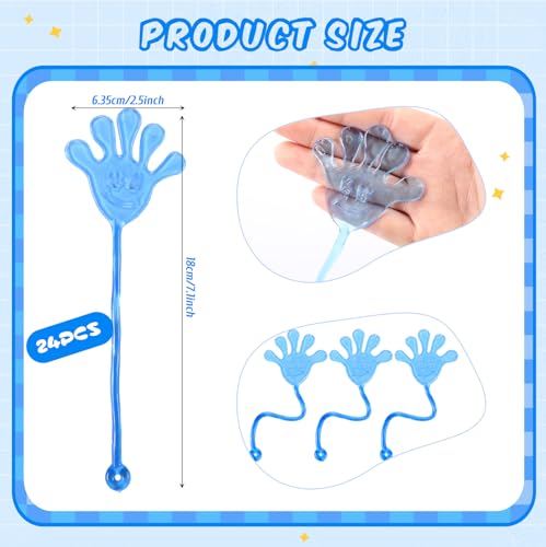 24 Pcs Blue Sticky Hands Stretchy Fidget Toys for Party Favors & Prizes