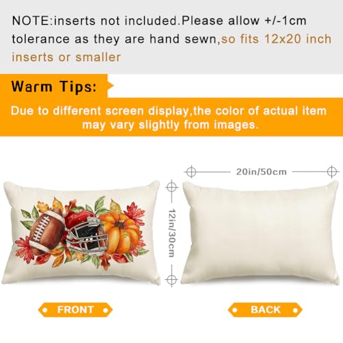 RABUSOFA 12x20 Pumpkin Football Cap Pillow Cover - Autumn Decor