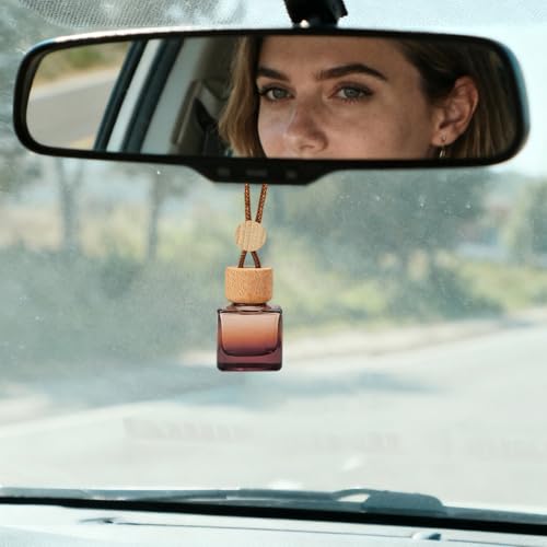 Sandfren Car Rear View Mirror Hanging Perfume Bottle Glass Charm 2PCS