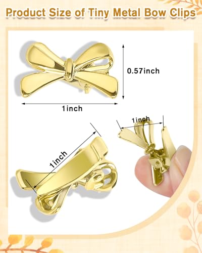Small Gold Metal Bow Hair Clips - 20 Pcs Mini Claw Clips Bulk