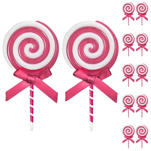 Pink Christmas Candy Cane Decorations - 12 Pack Plastic Hanging Ornaments