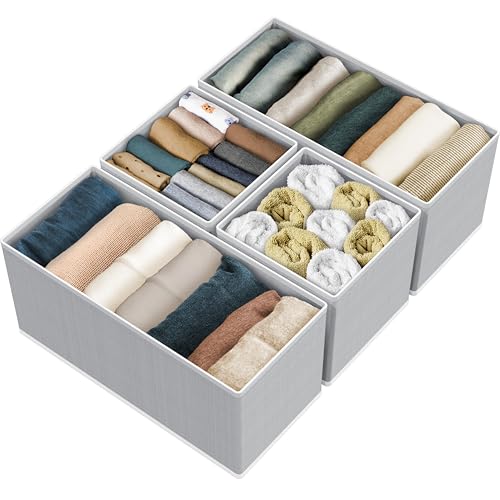 Underwear Organizer Set of 4 - 2 Medium & 2 Small, Gray