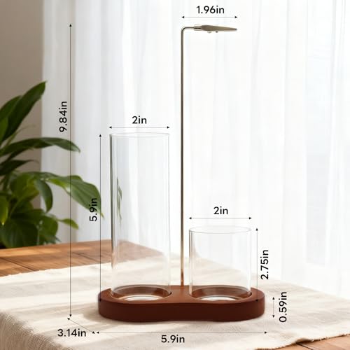 Multi-Functional Incense Holder with Glass Ash Catcher - Rustic Brown