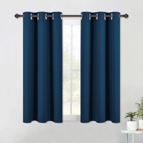 NICETOWN Blackout Curtains 34" x 60" (Pack of 2) - Moroccan Blue Grommet Drapes