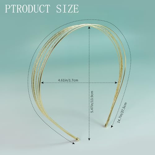 GAQWOK Multi-Layer Metal Headbands for Women - 2 Pcs Gold Hair Bands