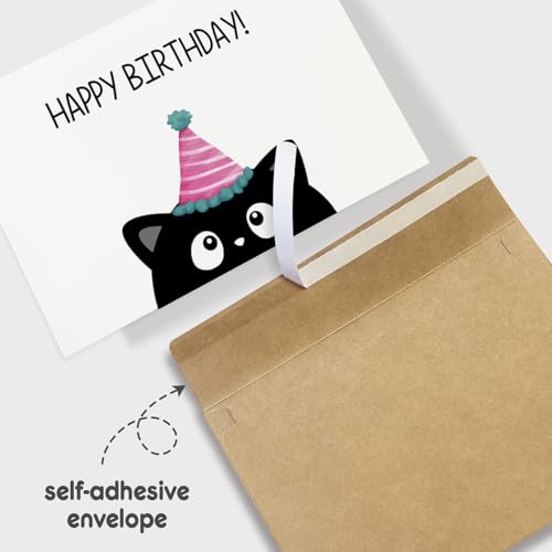 Funny Black Cat Birthday Card for Cat Lovers - 8x5.3 in