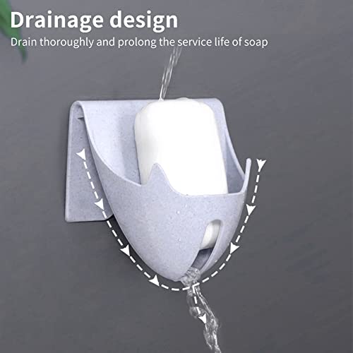 2-Pack Soap Dishes with Drain for Bathroom & Kitchen, Wall Mount & Adhesive