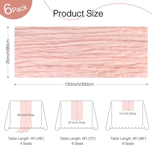 12 Pack Dusty Pink Cheesecloth Table Runner Boho Rustic Decor - 10ft