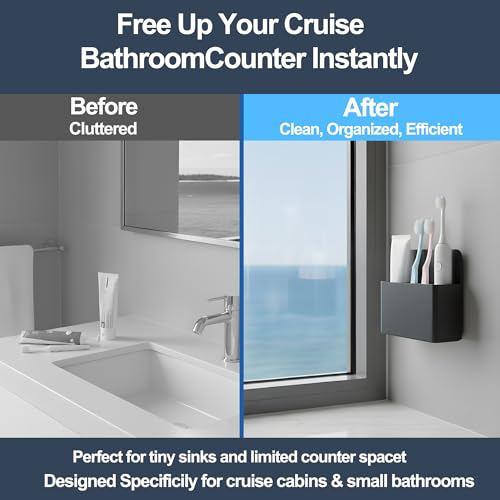 Magnetic Toothbrush Holder - Black Wall-Mount Organizer for Cruise Cabins