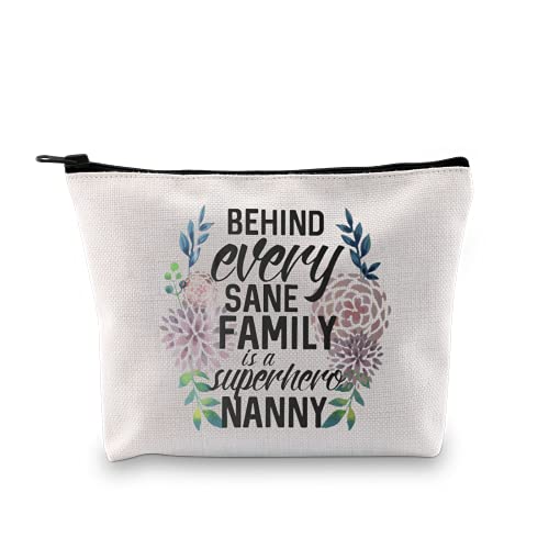 GJTIM Nanny Appreciation Gift Canvas Makeup Bag - Super Hero Nanny