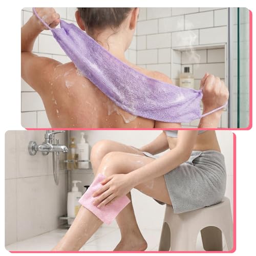 3-Pack Exfoliating Back Scrubber for Shower & Bath Towel