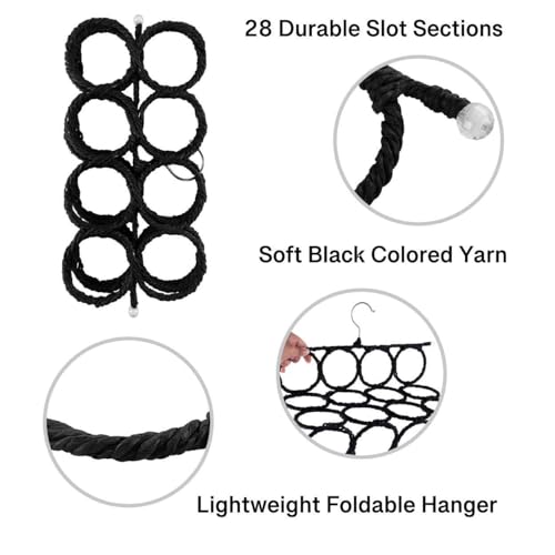 Super Z Outlet Foldable 28-Hole Closet Organizer Hanger - Black (15" x 7.4")