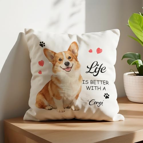 Corgi Throw Pillow Cover - 18x18 Eco-Friendly Velvet Cushion