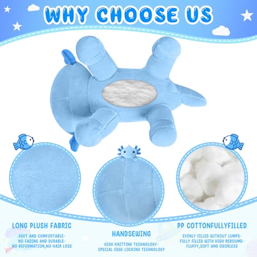 Blue Axolotl Plush Toy - 10.8-Inch Soft Stuffed Animal Pillow