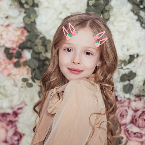 Mabor Pink Strawberry Hair Clips 4-Piece Cute Resin Barrette Set