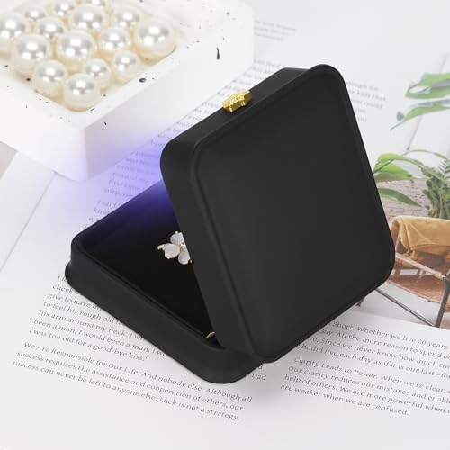 KUKUVR Black Necklace Pendant Gift Box with LED Light