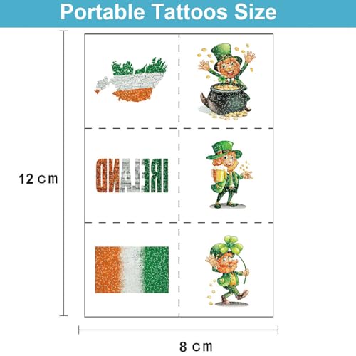 Felico St. Patrick's Day Glitter Temporary Tattoos, 48pcs