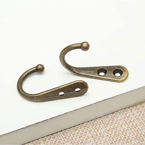 Lansonee 4 PCS Wall Mounted Coat Hooks Retro Copper Metal Robe Hooks