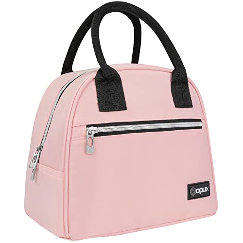 OPUX Insulated Lunch Bag Tote for Women and Kids, 12-Can Cooler, Light Pink