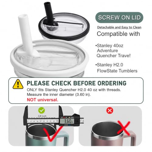 Leak-Resistant Replacement Lids for Stanley 40 oz Quencher - 2 Pack