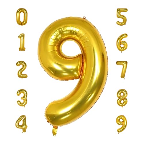 40 Inch Gold Number Balloons for Birthday & Party Decorations