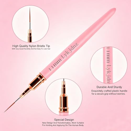 Lykjdnz 5-Piece Nail Art Liner Brush Set - Multi-Size UV Gel Detail Brushes