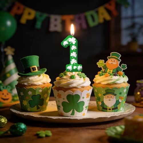 St. Patrick's Day Number 8 Candle - Lucky Shamrock Cake Topper