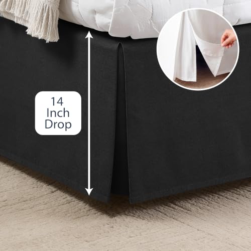 Levinsohn Tailored Bed Skirt, 14-Inch Drop, Twin Size, Black Box Pleat