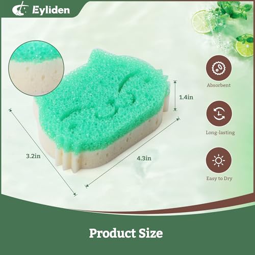 Eyliden 6 Pack Dual-Sided Scrub Sponges with Smart-Temp Firmness
