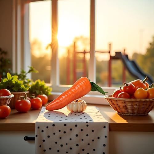 Realistic Orange Plastic Carrot - Reusable Home Decor (5.9in)
