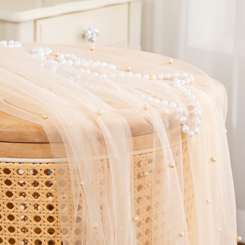 Elegant Beige Pearl Table Runner 29.5 x 120 Inch for Events