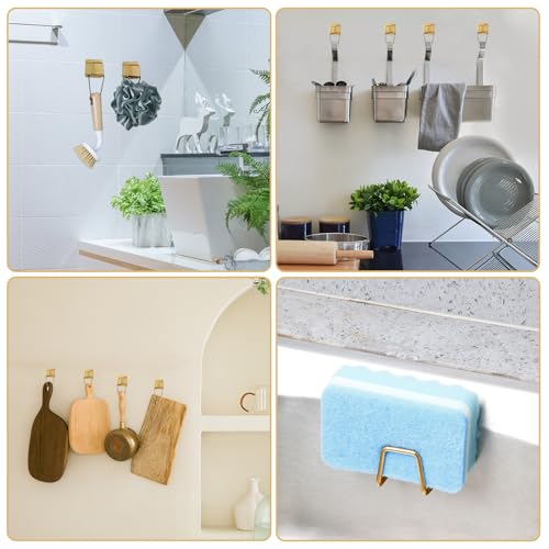 Gold Adhesive Sponge Holder for Kitchen Sink - Rustproof & Quick Drying