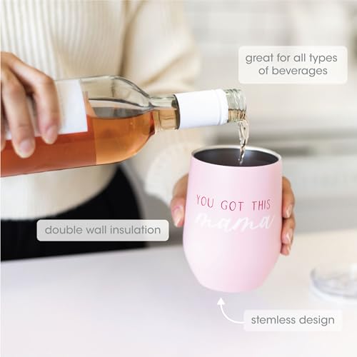 Pearhead You Got This Mama Stainless Steel Wine Tumbler, 12oz (Pack of 6)