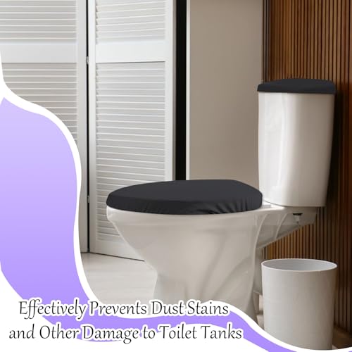 JJUNW Black Toilet Lid & Tank Cover Set - 2pcs Universal Fit