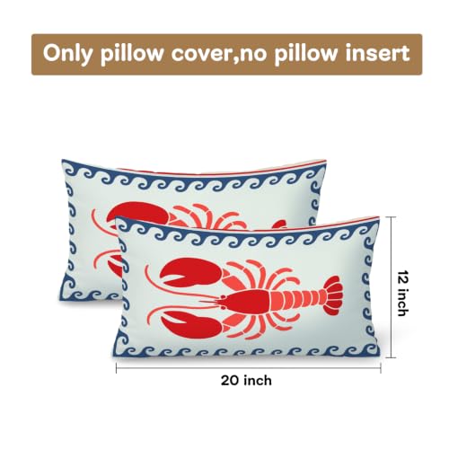 Coastal Lobster 12x20 Pillow Cover - Nautical Beach House Decor