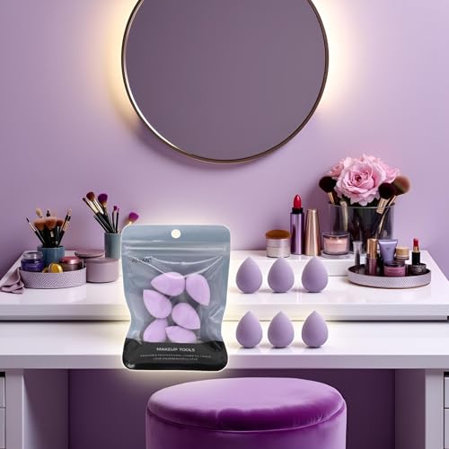 6 Pcs Mini Makeup Sponge Set Purple Small Beauty Blender Sponges