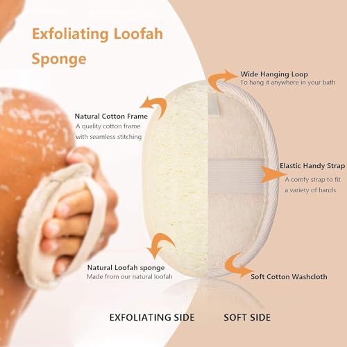Natural Loofah Exfoliating Body Scrubber Sponge 2-Pack for Shower